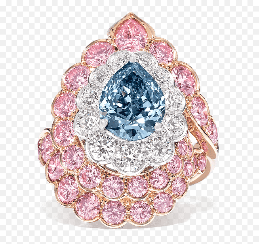 Blue Diamond And Pink Ring - High Jewelry Pink Diamond Png,Pink Diamond Png