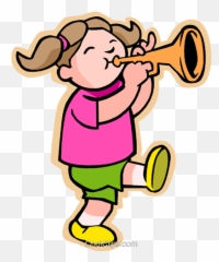 Little Girl With Trumpet Royalty Free Vector Clip Art - Portable Network Graphics png