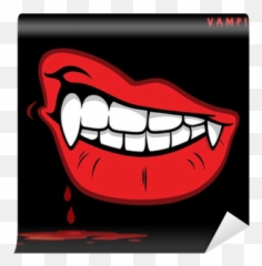 Vampire Lips With Fangs Wall Mural U2022 Pixers We Live To Change - Stickes png
