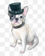 Frenchie Bulldog Top Hat Monocle Dogs In Clothes Greeting Card - Puppy Bow Ties png