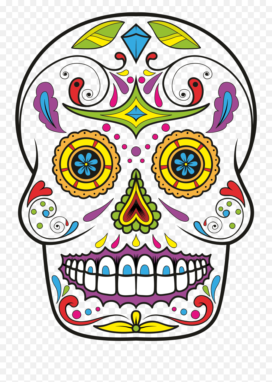 Skull Day Of The Dead Drawing Clip Art - Sugar Skull Clipart Png,Day Of The Dead Png