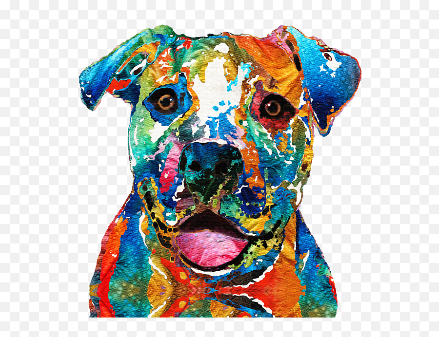 Colorful Dog Pit Bull Art - Happy By Sharon Cummings Beach Towel Colorful Dog Pit Bull Art Happy By Sharon Cummings Png,Pit Bull Icon