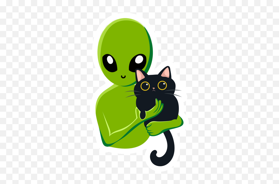 Alien With A Cat Sticker - Sticker Mania Alien With Cat Sticker Png,Alien On Chrome Icon