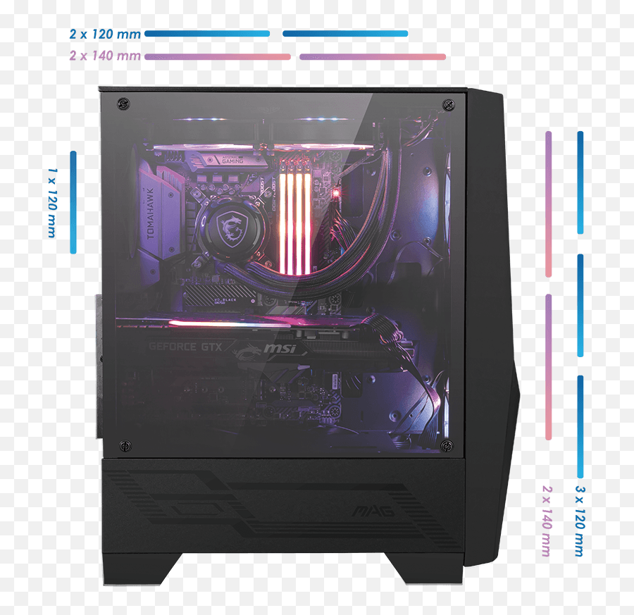 Mag Forge 100r Gaming Case The Most Innovative - Msi Mag Forge 100r Rgb Tower Png,Fan Icon On Computer Case