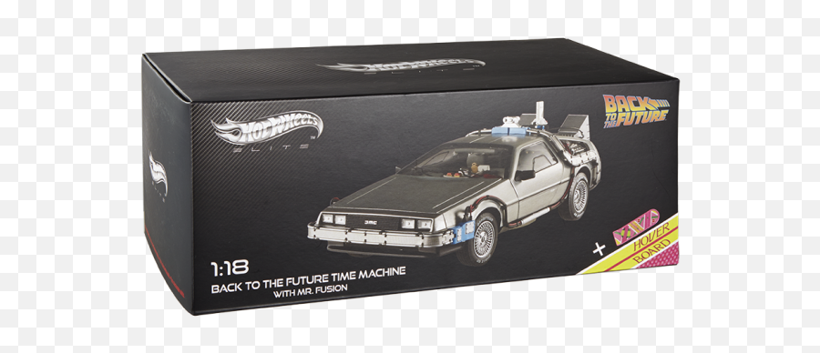 Hot Wheels Elite 118 Scale Back To The Future Delorean With Opening Mr Fusion - Hot Wheels Elite 1 18 Back Png,Delorean Png