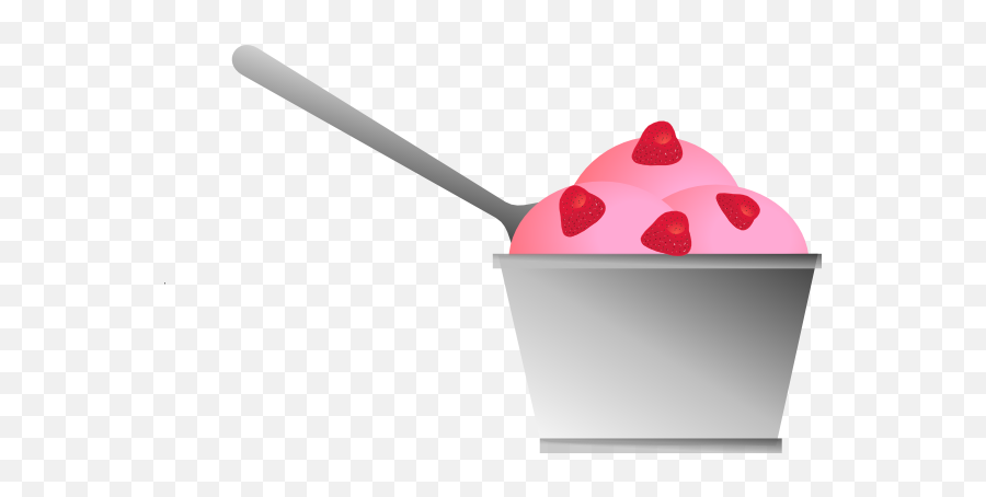 Ice Cream With Strawberries In A Dish Spoon Clip Art - Clipart Ice Cream Cups Png,Ice Cream Cup Png