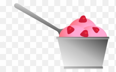 Ice Cream With Strawberries In A Dish Spoon Clip Art - Clipart Ice Cream Cups Png,Ice Cream Cup Png