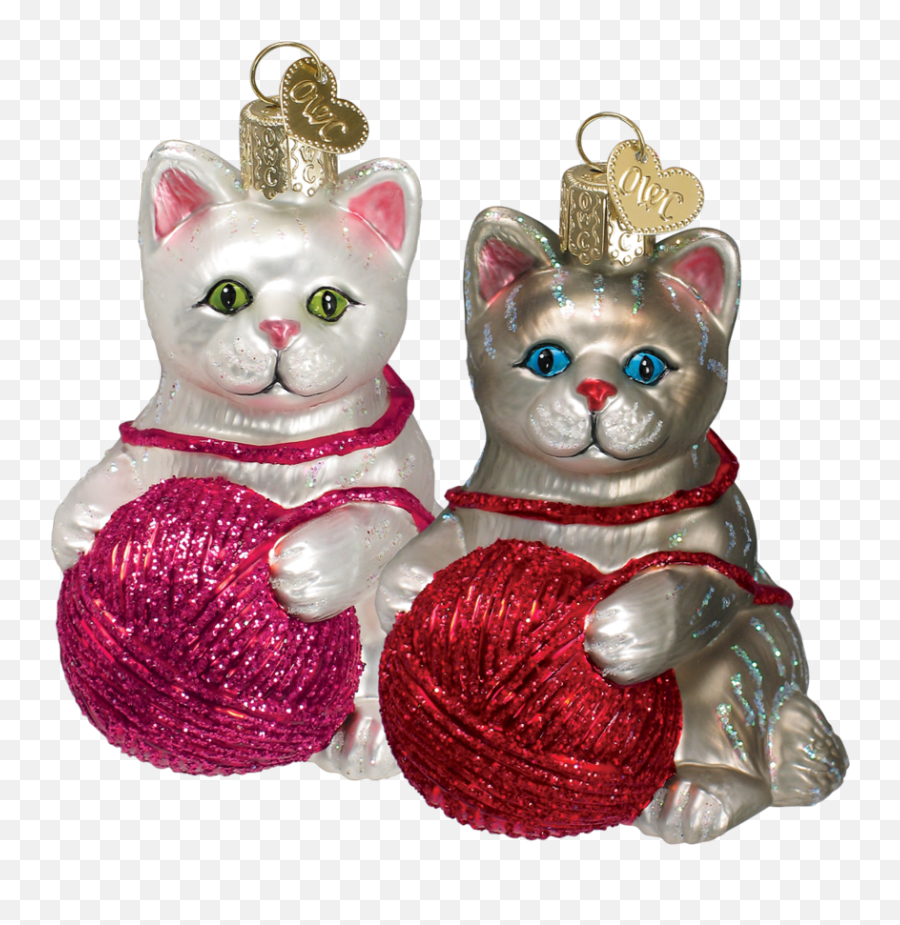 Playful Kitten W Yarn Ball - Christmas Ornament Png,Yarn Ball Png