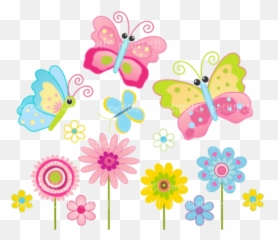 Download Hd Cute Butterfly And Flower Clipart Png - Flowers Butterflies