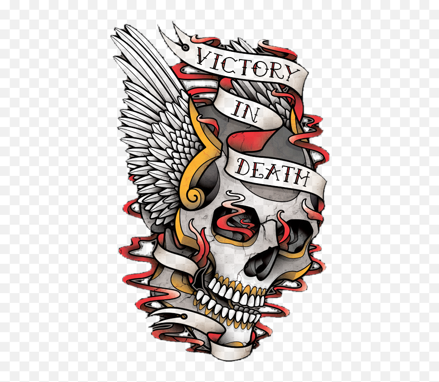 Color Traditional Skull - Skull Victory In Death Png,Skull Tattoo Png