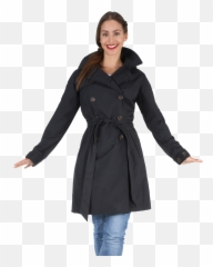 Trenchcoat With Hood Bowie Black - Trench Coat Png,Trench Coat Png