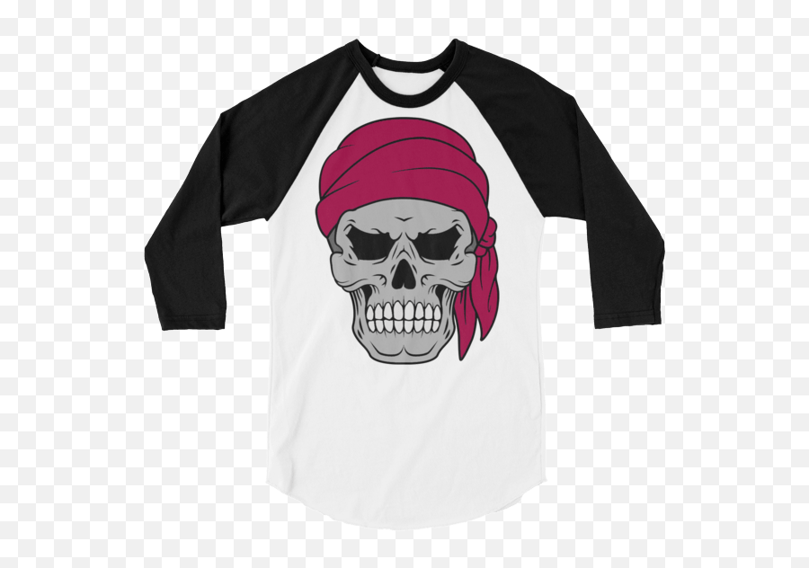 Pirate Skull U0026 Flag Long - Sleeve Shirt Raglan Sleeve Png,Pirate Skull Png