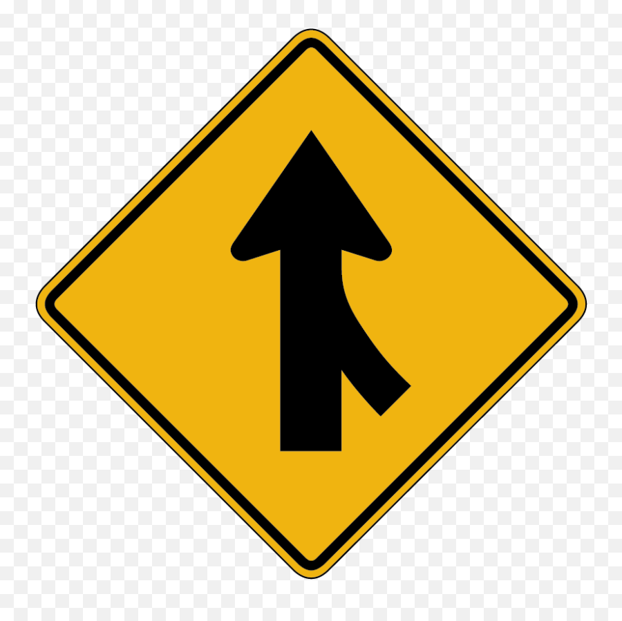 Signs - Merging Traffic Sign Png,Warning Sign Transparent