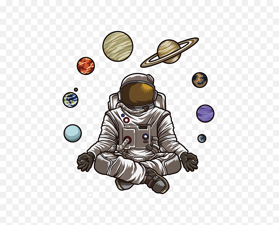 Yoga Astronaut Meditates In Space And Feels The Galaxy Carry - All Pouch Meditating Astronaut With Planets Png,Astronaut Transparent