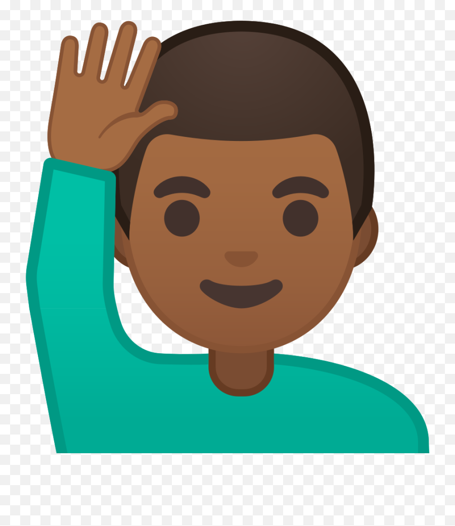 Man Raising Hand Medium Dark Skin Tone - Emoji Raising Hand Png,Quiet Hands Icon