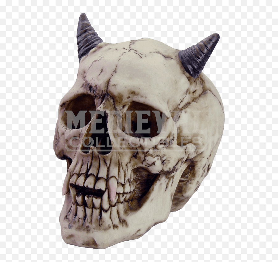 Download Horned Devil Skull - Halloween Skulls With Horns Estatua De Diablo Png,Transparent Skulls