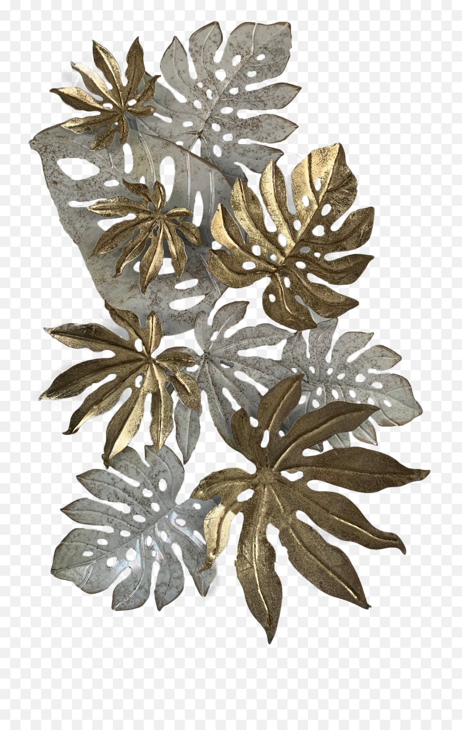 White Gold Tropical Leaf Wall Art - Home Decorart Floral Design Png,Tropical Leaf Png