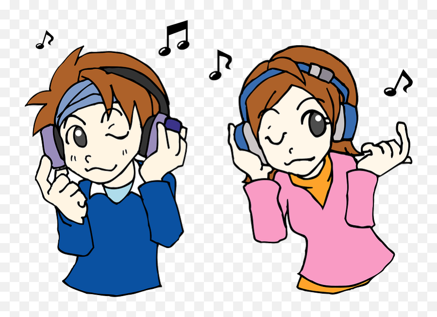 Couple Music Headphone Clipart Free Download Creazilla - Cartoon Png,Headphones Clipart Png
