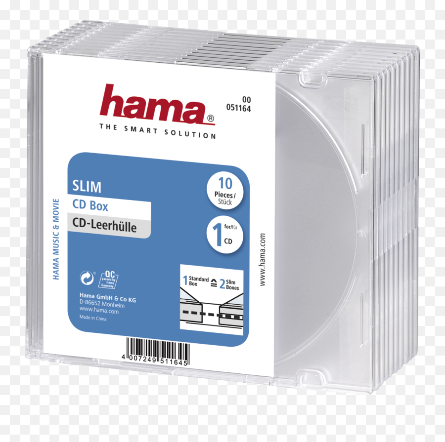 00051164 Hama Slim Cd Jewel Case Pack Of 10 Transparent - Hama Super Jewel Case Png,Cd Case Png