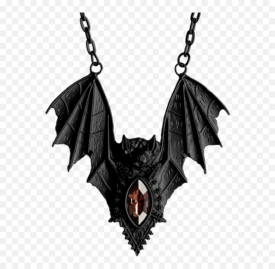 Vampire Bat Jeweled Pendant - Black Gothic Bat Necklace Png,Vampire Logo