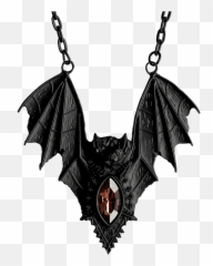Vampire Bat Jeweled Pendant - Black Gothic Bat Necklace Png,Vampire Logo