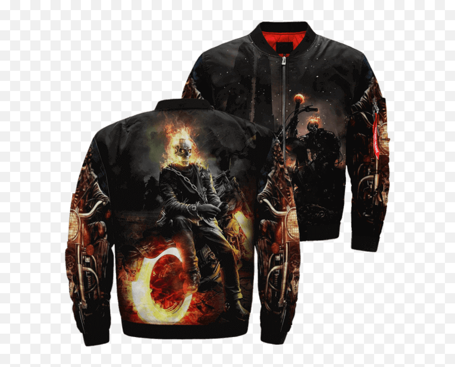 Ghost Rider Knight In The City Skull Over Printful 3d Bomber - Ghost Rider Png,3d Skull Png