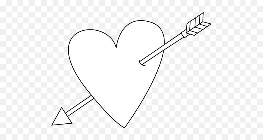 Download Hd Heart Clipart Black And - Heart With Arrow Black And White Png,White Heart Transparent