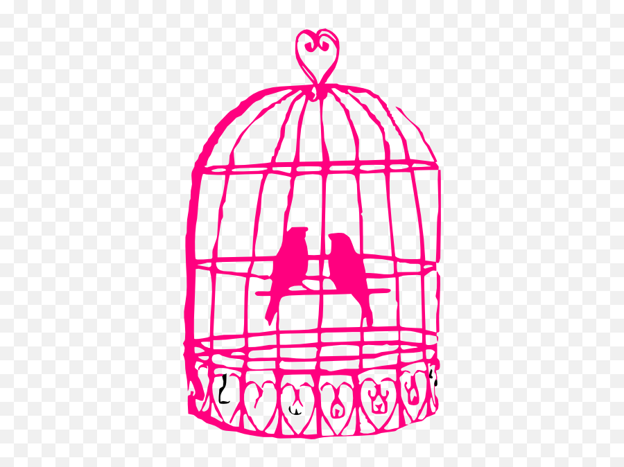 Hot Pink Bird Cage With Birds Png Clip Arts For Web - Clip Bird Cage Drawing,Bird Clipart Png
