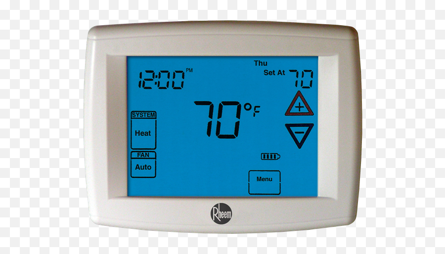Legacy Heating U0026 Air Conditioning Programmable Thermostats - Touch Screen Programmable Thermostat Png,Rheem Logo Png