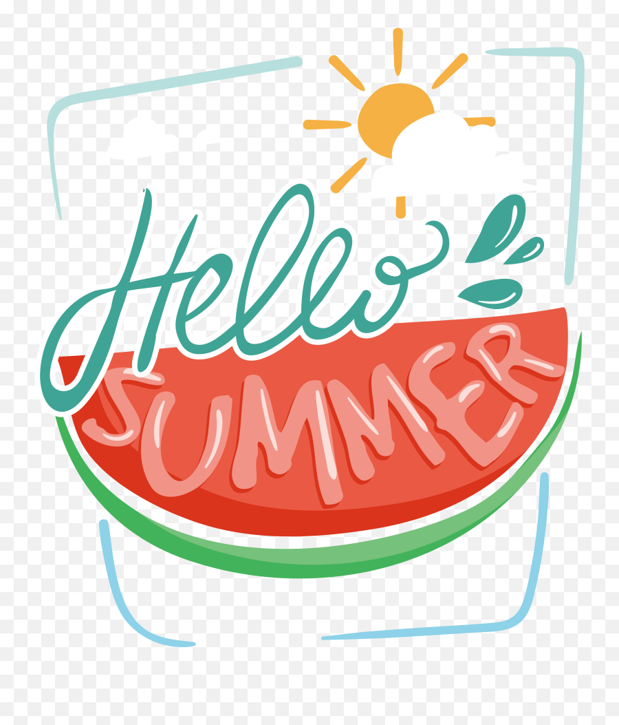 Hello Summer Watermelon Png Transparent - Transparent Transparent Background Summer Clipart,Summer Transparent Background