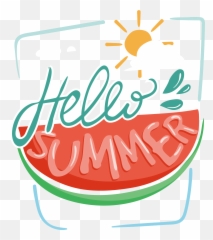 Hello Summer Watermelon Png Transparent - Transparent Transparent Background Summer Clipart,Summer Transparent Background