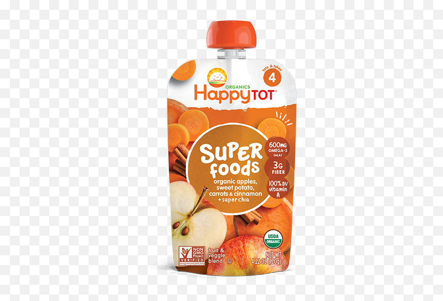 Apples Sweet Potatoes Carrots U0026 Cinnamon Super Chia - Happy Tots Pouches Png,Sweet Potato Png