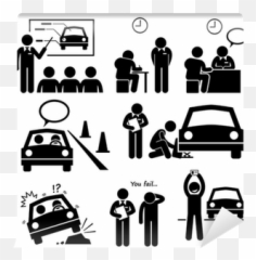 Wall Mural Man Getting Car License From Driving School - Stick Figure A png