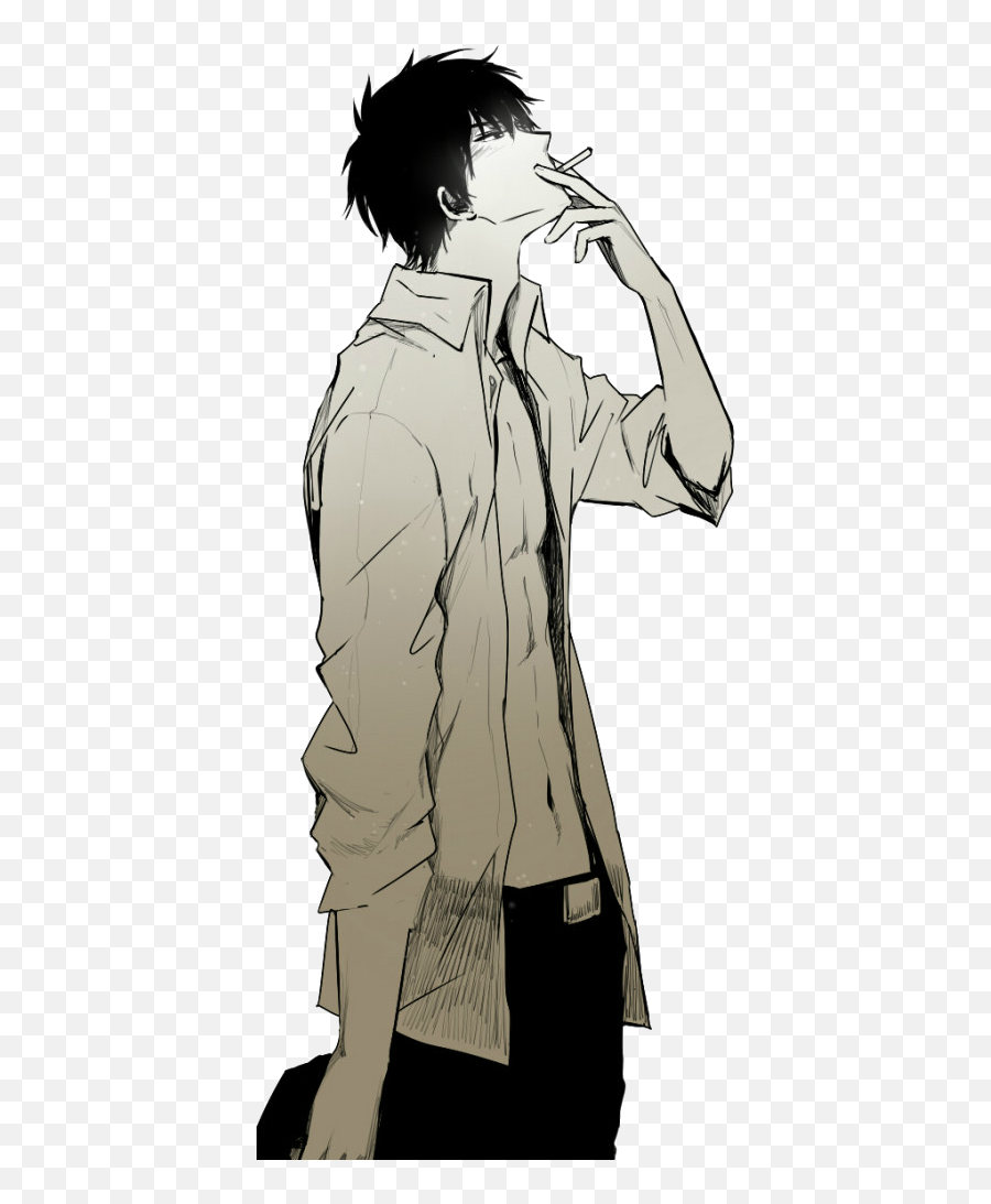 Download Drawn Smoking Transparent Background - Anime Guy Anime Boy Smoking Cigarette Png,Smoking Png