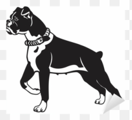 Sticker Boxer Dog Black White - PIXERSHK png
