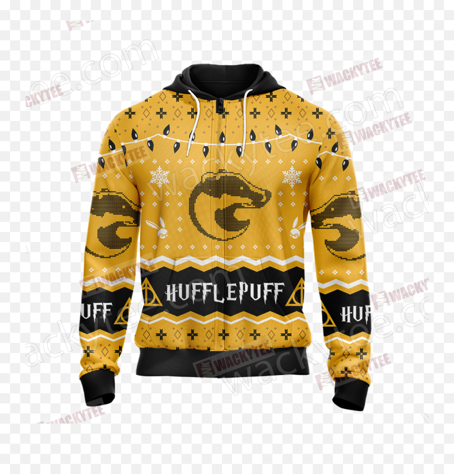 Harry Potter - Hufflepuff House Christmas Style Unisex Zip Up Hoodie Sweatshirt Png,Hufflepuff Png