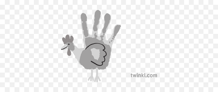 Handprint Rooster Black And White Illustration - Twinkl Handprint Rooster Png,Hand Print Png