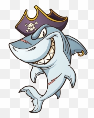 Printed Vinyl Pirate Shark Stickers Factory - Pirate Shark Drawing Png,Cartoon Shark Png