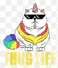 A Cool Thug Life Tee For Gangster Unicorn Cat Tshirt Design Smoking Eyeglasses Greens Bath Towel - Unicorn Thug Life Png,Thug Life Logo