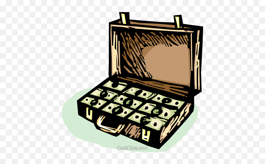 Briefcase Full Of Money Royalty Free Vector Clip Art - Mala Maleta De Dinheiro Png,Mala Png