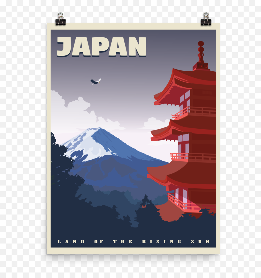 Japan Land Of The Rising Sun Vintage Travel Poster Enhanced Matte Paper Print Day - Japan Poster Png,Rising Sun Png