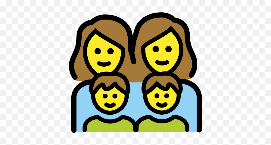 U200du200du200d Family With Two Mothers And Sons - Emoji Familia Emoji Png,Family Emoji Png