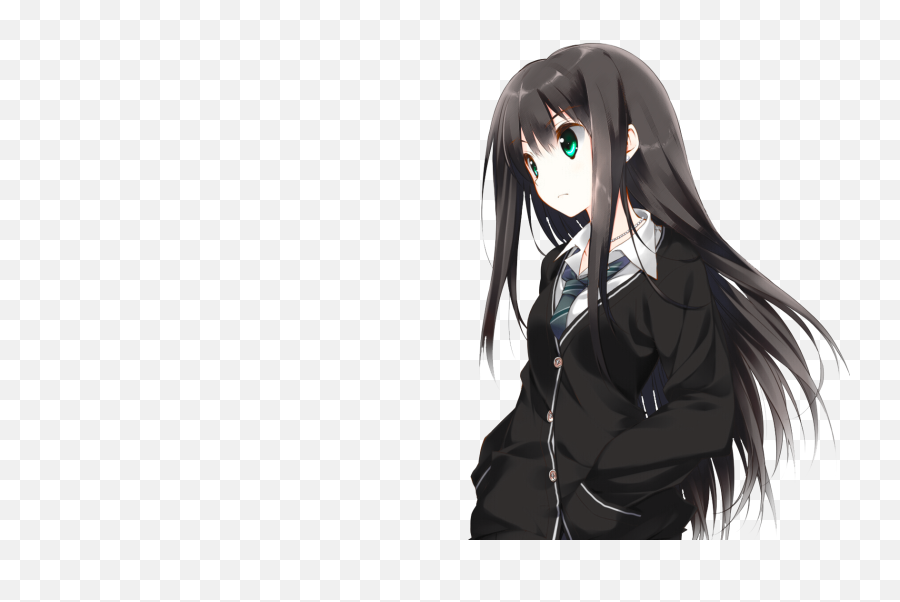 Anime Girl With Brown Hair Png 3 Image - Anime Girl Black Png,Anime Girl Transparent Png