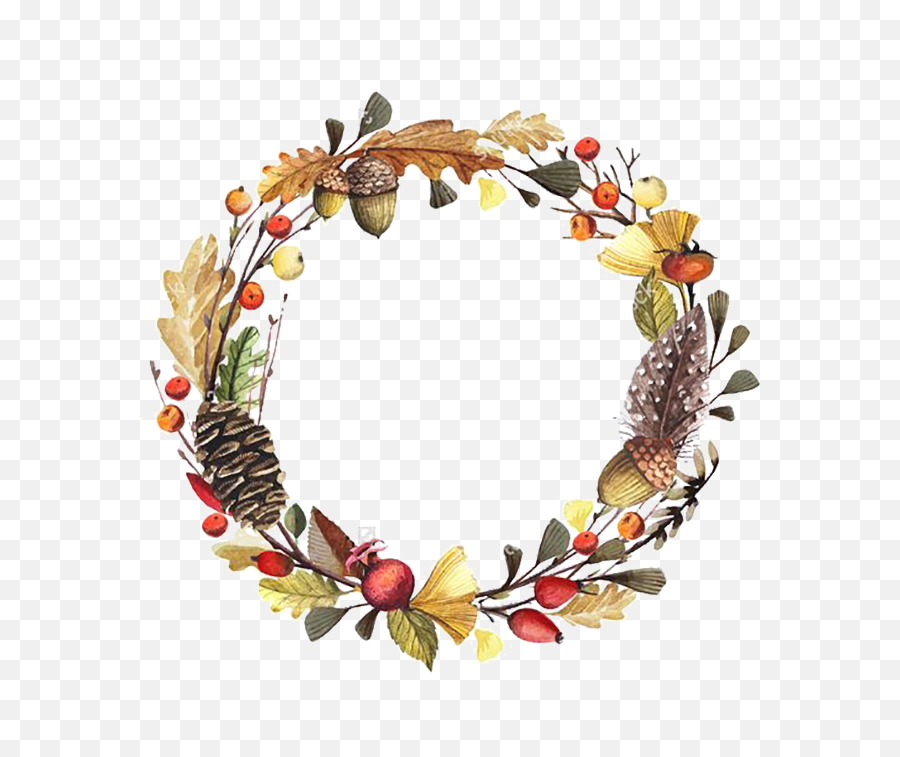 Fall Wreath Png Free - Fall Wreath Clipart Png,Watercolor Wreath Png