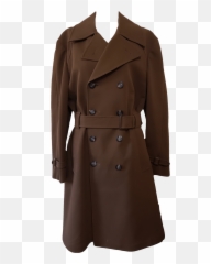 Brown Textured Double Breasted Trench - Overcoat Png,Trench Coat Png