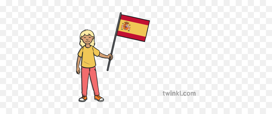 Girl Holding Spanish Flag Country Flags Ks1 Illustration - Paper Chain Page Border Png,Spanish Flag Png