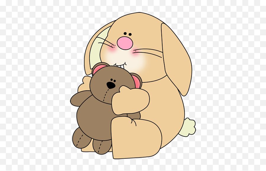 Bunny Holding Teddy Bear Clip Art - Bunny Holding Teddy Bear My Cute Graphics Hug Png,Teddy Bear Transparent Background