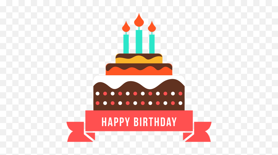 Happy Birthday Ribbon Cake Candle Fire Flat - Transparent Journeys By Dj 70 Minutes Png,Birthday Candle Png