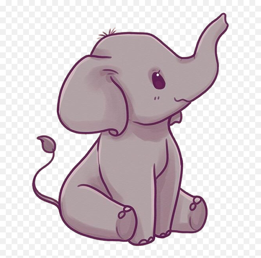 Elephant Sticker - Cute Kawaii Elephant Clipart Full Size Cartoon Cute Kawaii Elephant Png,Elephant Clipart Transparent Background
