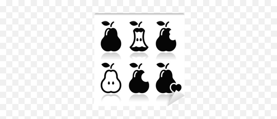 Wall Mural Pear Core Bitten Half Vector Icons - Bitten Pear Vector Png,Pear Icon